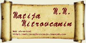 Matija Mitrovčanin vizit kartica
